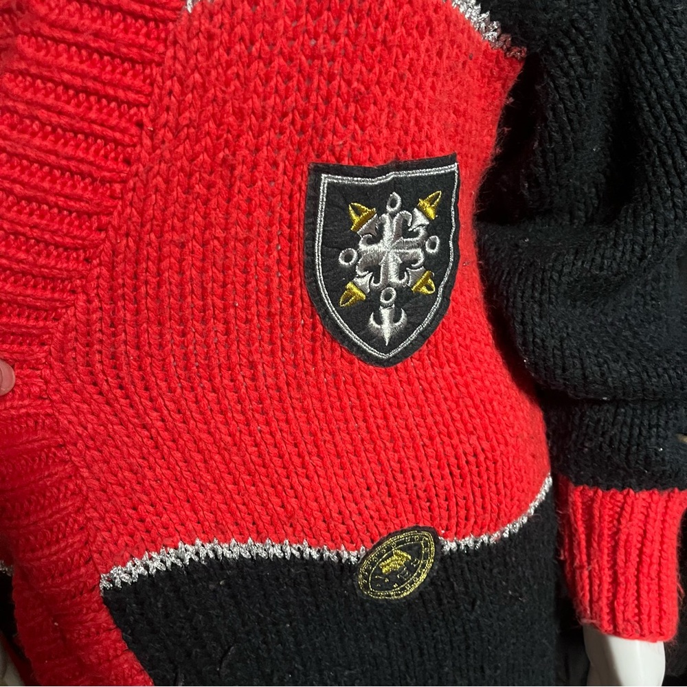 Vintage Black & Red Patchwork Cardigan (Estimated Late 80s–Early 90s) - Picture 9 of 14